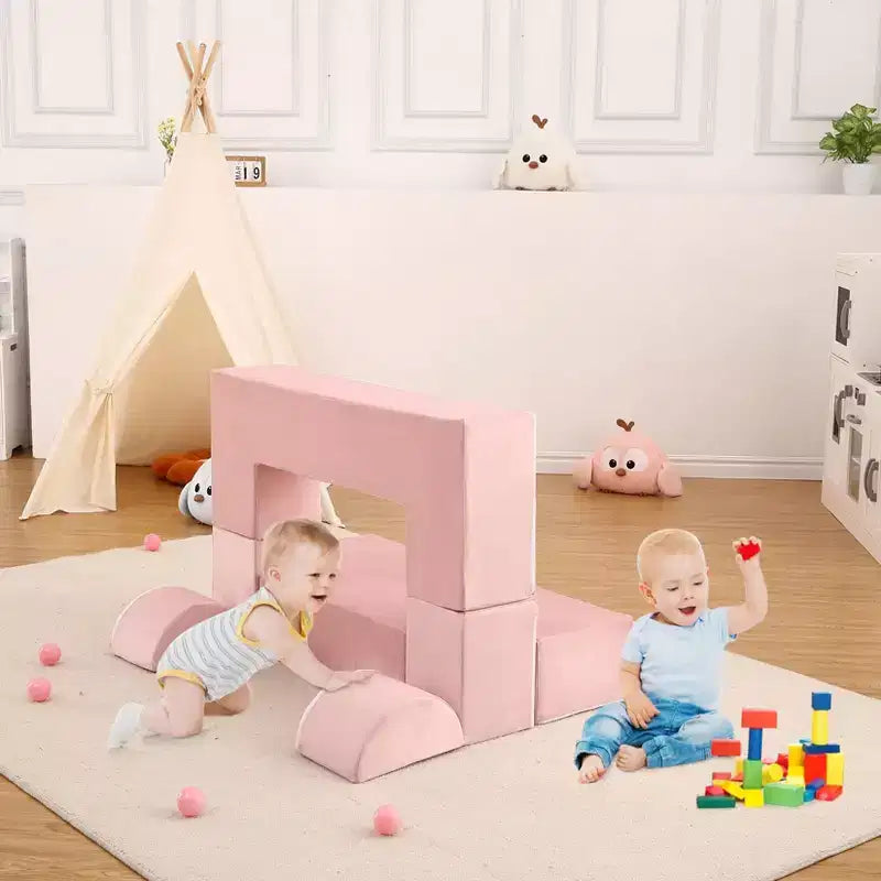 Divano per bambini, set divano gioco modulare in schiuma con cuscini staccabili - Convertibile per camera da letto o sala giochi