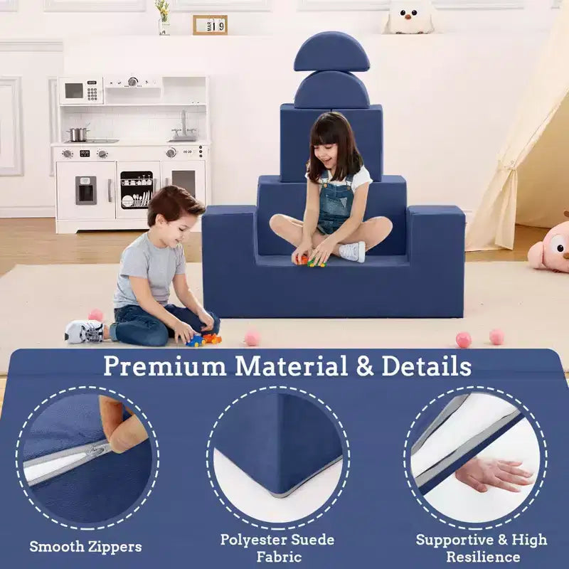 Divano per bambini, set divano gioco modulare in schiuma con cuscini staccabili - Convertibile per camera da letto o sala giochi