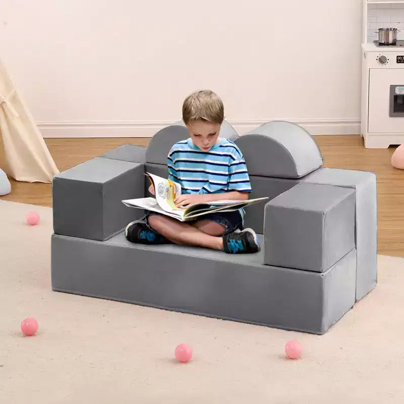Divano per bambini, set divano gioco modulare in schiuma con cuscini staccabili - Convertibile per camera da letto o sala giochi