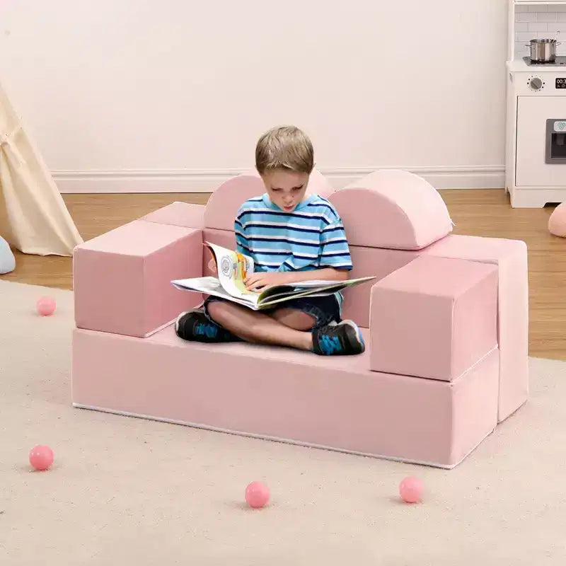 Divano per bambini, set divano gioco modulare in schiuma con cuscini staccabili - Convertibile per camera da letto o sala giochi