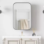 PexFix 24 x 16 Bathroom Cabinet with Mirror Stainless Steel Frame and 2 Adjustable Shelves Wall Medicine Cabinets Mirrors Rectangle Recessed Black