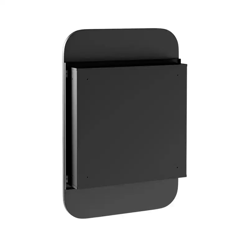 PexFix Armadietto da bagno 61 x 41 cm con specchio, cornice in acciaio inossidabile e 2 ripiani regolabili, armadietto a muro a specchio, rettangolare, da incasso, nero