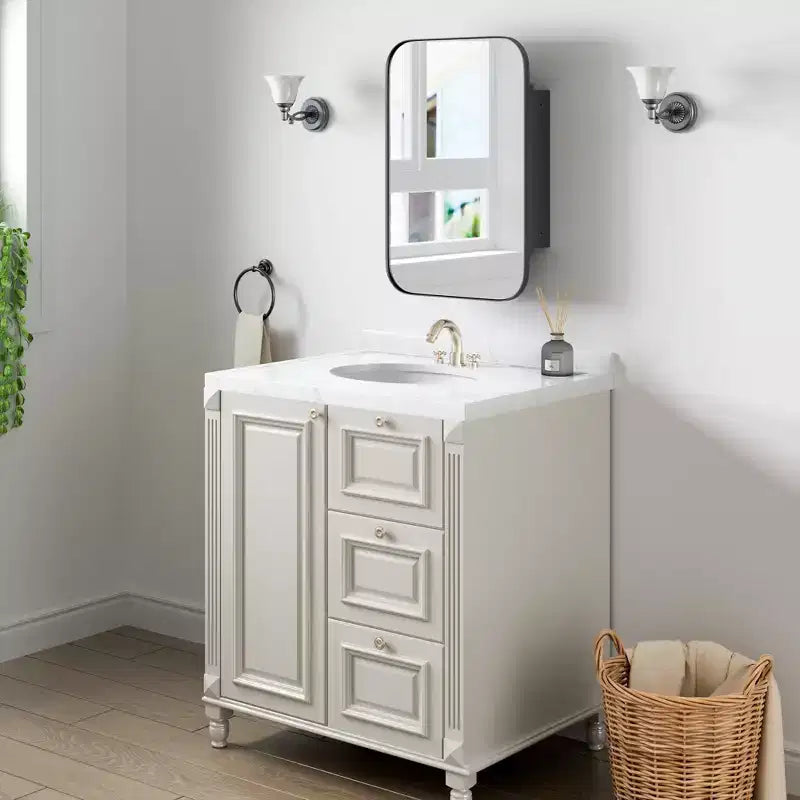 PexFix Armadietto da bagno 61 x 41 cm con specchio, cornice in acciaio inossidabile e 2 ripiani regolabili, armadietto a muro a specchio, rettangolare, da incasso, nero