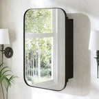 PexFix Armadietto da bagno 61 x 41 cm con specchio, cornice in acciaio inossidabile e 2 ripiani regolabili, armadietto a muro a specchio, rettangolare, da incasso, nero
