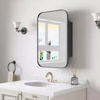 PexFix Armadietto da bagno 61 x 41 cm con specchio, cornice in acciaio inossidabile e 2 ripiani regolabili, armadietto a muro a specchio, rettangolare, da incasso, nero