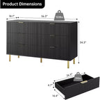 Comò moderno a 6 cassetti per camera da letto con maniglie dorate e cassetti grandi, cassettiera doppia in legno e organizer per la casa