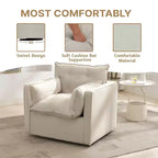 Poltrona Girevole 360° Moderna con Base in Metallo - Poltrona Soggiorno Ufficio in Lino da 182 kg