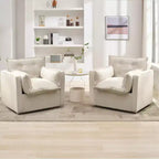 Poltrona Girevole 360° Moderna con Base in Metallo - Poltrona Soggiorno Ufficio in Lino da 182 kg