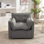 Poltrona Girevole 360° Moderna con Base in Metallo - Poltrona Soggiorno Ufficio in Lino da 182 kg