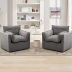 Poltrona Girevole 360° Moderna con Base in Metallo - Poltrona Soggiorno Ufficio in Lino da 182 kg