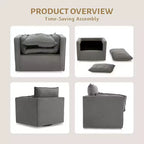 Poltrona Girevole 360° Moderna con Base in Metallo - Poltrona Soggiorno Ufficio in Lino da 182 kg