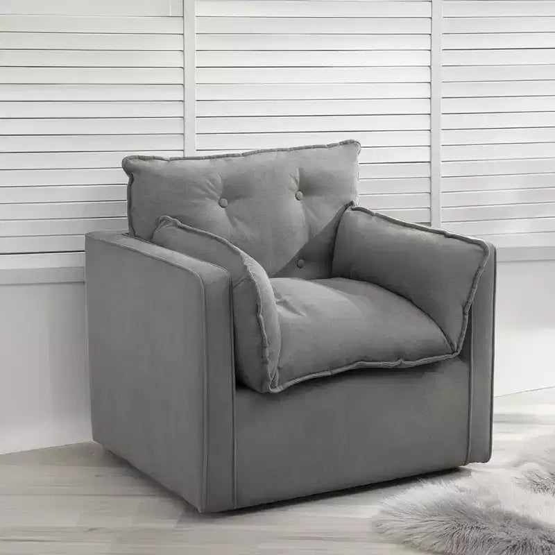 360 Swivel Modern Armchair with Metal Base - 401 Lbs Linen Lounge Chair for Living Room Office