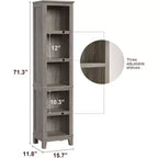 Libreria stretta a 5 ripiani, scaffale in legno stile rustico vintage etagere rovere per ufficio, soggiorno, camera da letto, grigio