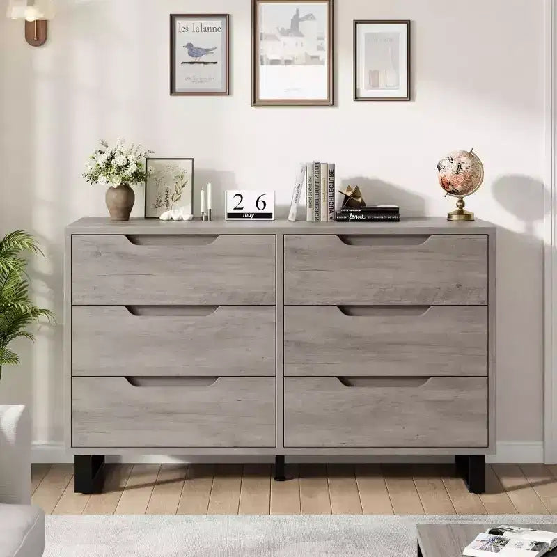 7 Cassettiera per camera da letto, Cassettiera larga 120 cm, Mobile verticale autoportante con cassetti e contenitore, Cassettiera in legno per soggiorno