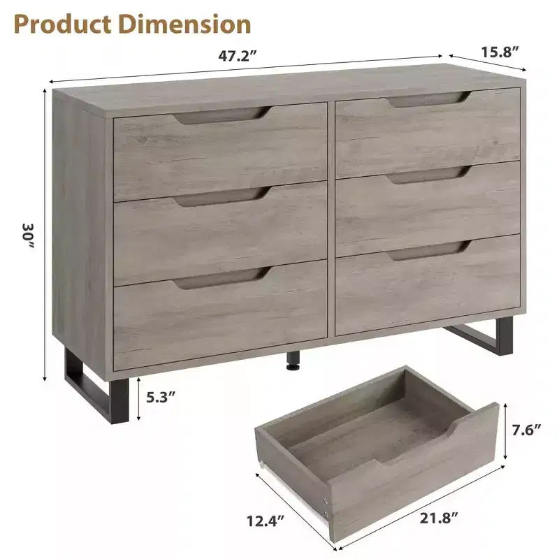 7 Cassettiera per camera da letto, Cassettiera larga 120 cm, Mobile verticale autoportante con cassetti e contenitore, Cassettiera in legno per soggiorno