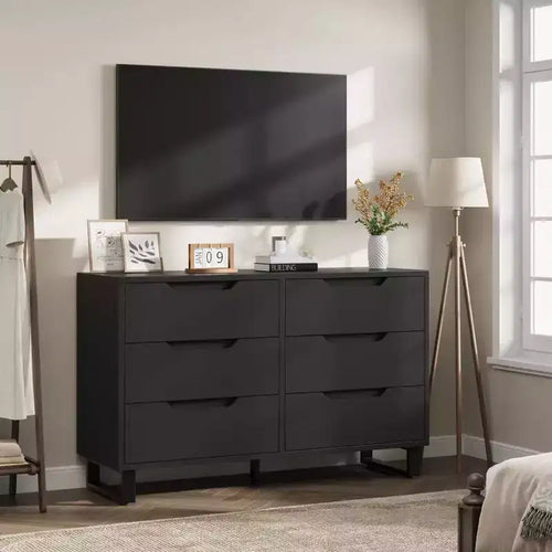 7 Cassettiera per camera da letto, Cassettiera larga 120 cm, Mobile verticale autoportante con cassetti e contenitore, Cassettiera in legno per soggiorno