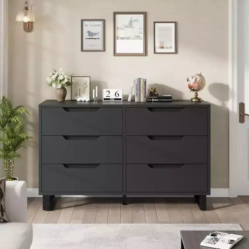 7 Cassettiera per camera da letto, Cassettiera larga 120 cm, Mobile verticale autoportante con cassetti e contenitore, Cassettiera in legno per soggiorno