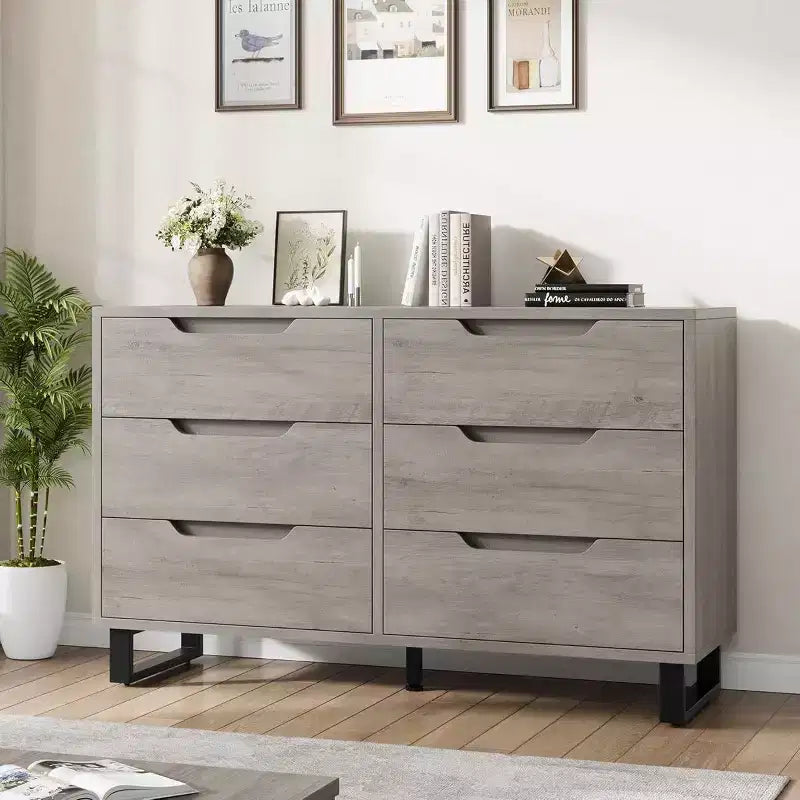 7 Cassettiera per camera da letto, Cassettiera larga 120 cm, Mobile verticale autoportante con cassetti e contenitore, Cassettiera in legno per soggiorno
