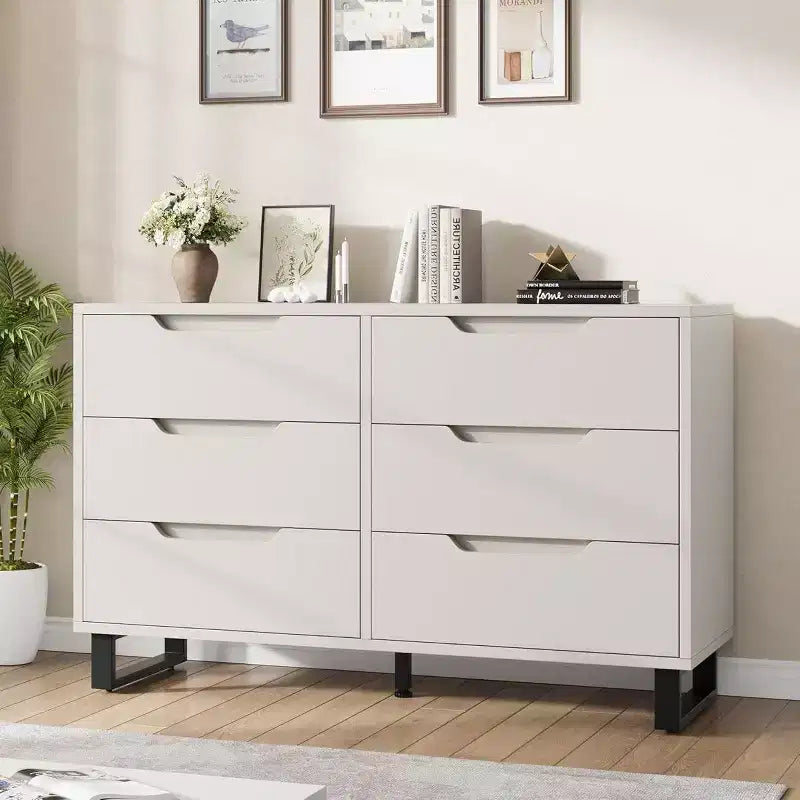 7 Cassettiera per camera da letto, Cassettiera larga 120 cm, Mobile verticale autoportante con cassetti e contenitore, Cassettiera in legno per soggiorno