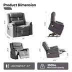 Poltrona reclinabile Bestier 37" con sollevamento elettrico, massaggio e riscaldamento per soggiorno, poltrona reclinabile elettrica singola con tasche laterali per anziani