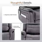 Poltrona reclinabile Bestier 37" con sollevamento elettrico, massaggio e riscaldamento per soggiorno, poltrona reclinabile elettrica singola con tasche laterali per anziani