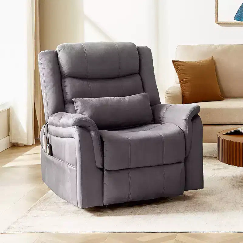 Poltrona reclinabile Bestier 37" con sollevamento elettrico, massaggio e riscaldamento per soggiorno, poltrona reclinabile elettrica singola con tasche laterali per anziani
