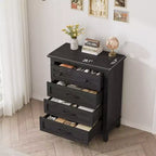 34-in Tall Vertical Drawer Dresser  Chic Concave Drawer Design, Large Storage, Modern Freestanding Closet Chest for Bedroom or Living Room