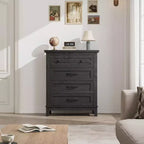 Cassettiera Verticale Alta 86 cm, Design con Cassetti Concavi Chic, Ampio Spazio di Archiviazione, Comò Moderno Autoportante per Camera da Letto o Soggiorno