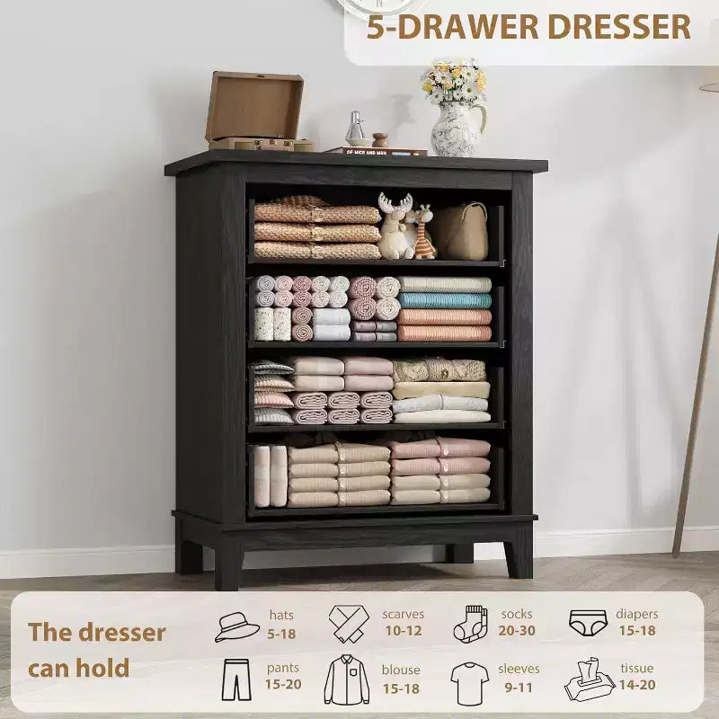 Cassettiera Verticale Alta 86 cm, Design con Cassetti Concavi Chic, Ampio Spazio di Archiviazione, Comò Moderno Autoportante per Camera da Letto o Soggiorno
