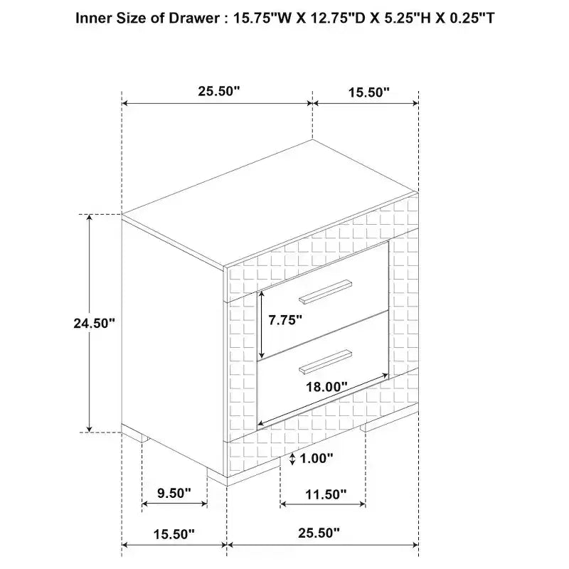 Coaster, Comodino a 2 cassetti Ives