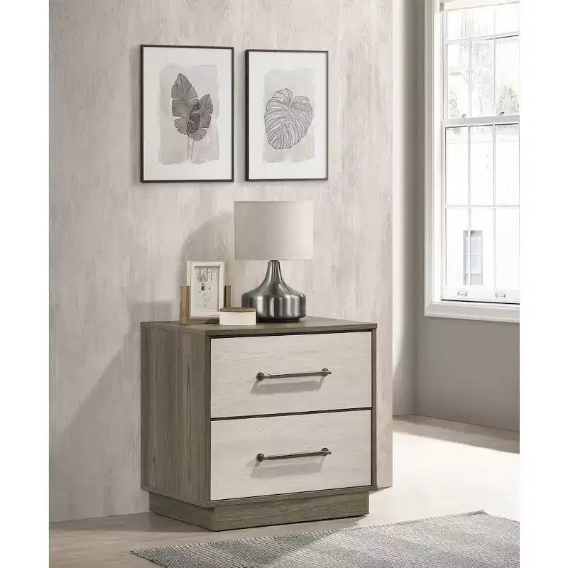 Coaster, Fenwick Table de Chevet 2 Tiroirs Chêne Gris
