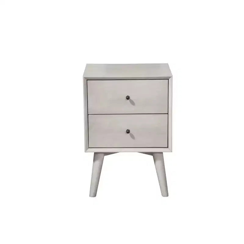 Alpine Furniture,Flynn Mid Century Modern 2 Drawer Nightstand, Gray