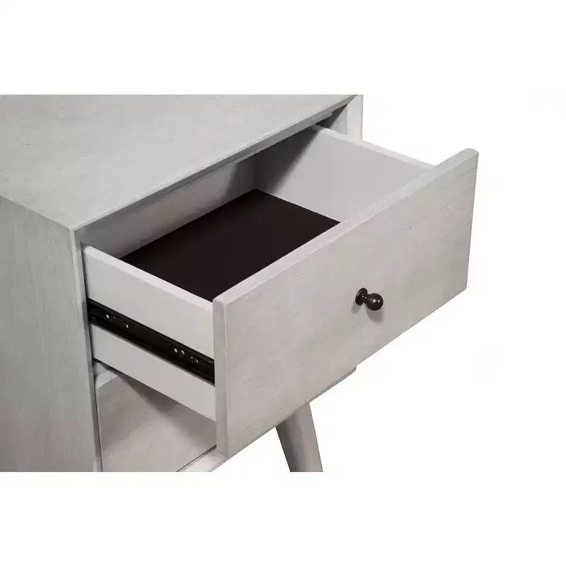 Alpine Furniture, comodino Flynn Mid Century Modern a 2 cassetti, grigio