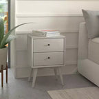 Alpine Furniture, comodino Flynn Mid Century Modern a 2 cassetti, grigio