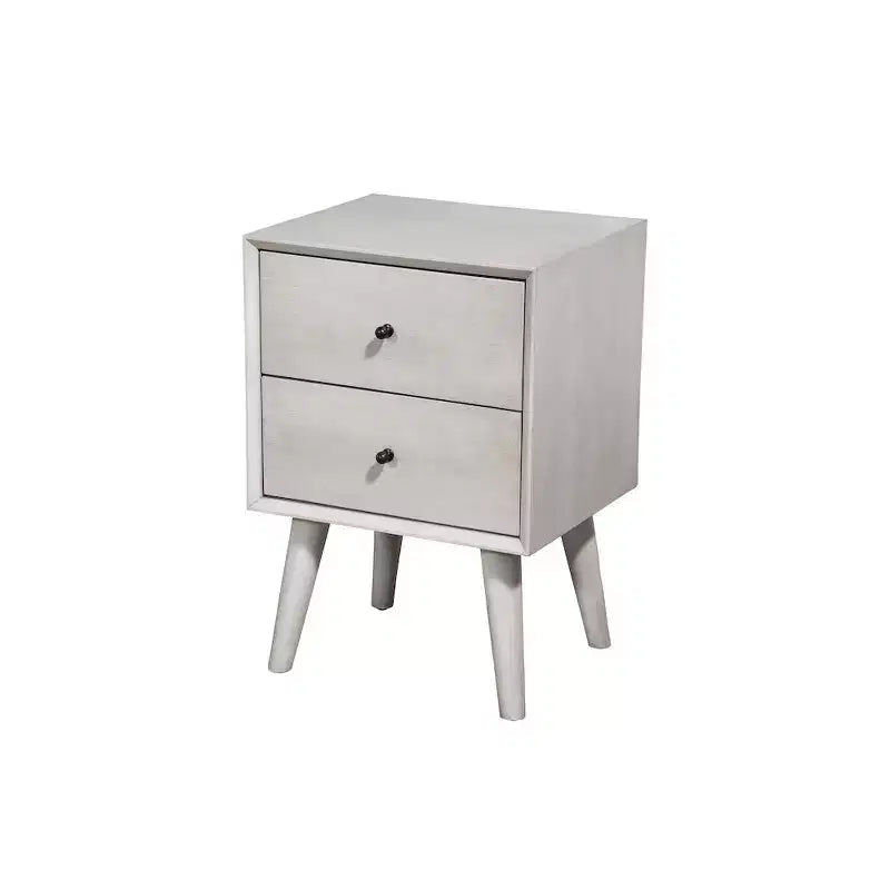 Alpine Furniture, comodino Flynn Mid Century Modern a 2 cassetti, grigio