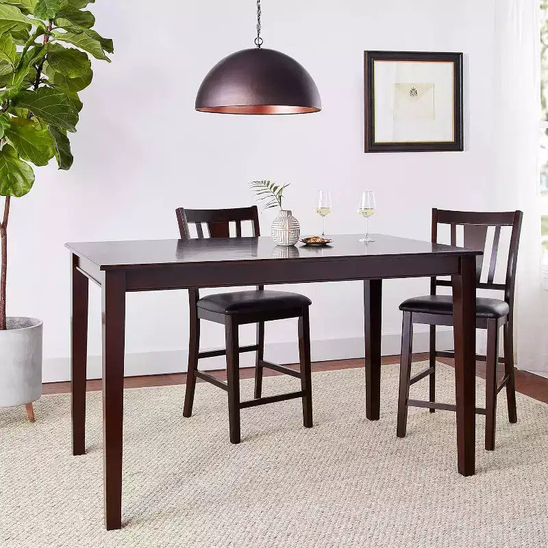HomeStock Tavolo da pranzo rettangolare altezza bancone con finitura mogano