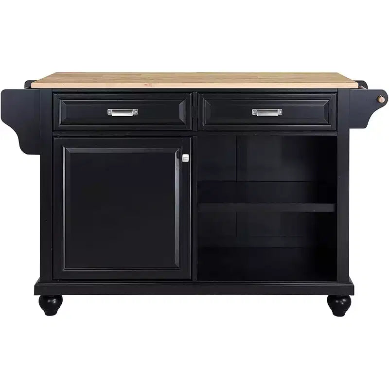 Carrello da cucina Acekool grigio con 2 cassetti e portacondimenti, isola mobile con ripiani regolabili