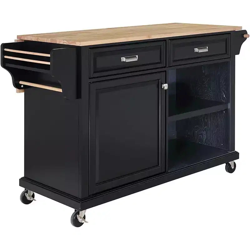 Carrello da cucina Acekool grigio con 2 cassetti e portacondimenti, isola mobile con ripiani regolabili
