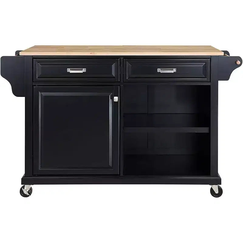 Carrello da cucina Acekool grigio con 2 cassetti e portacondimenti, isola mobile con ripiani regolabili