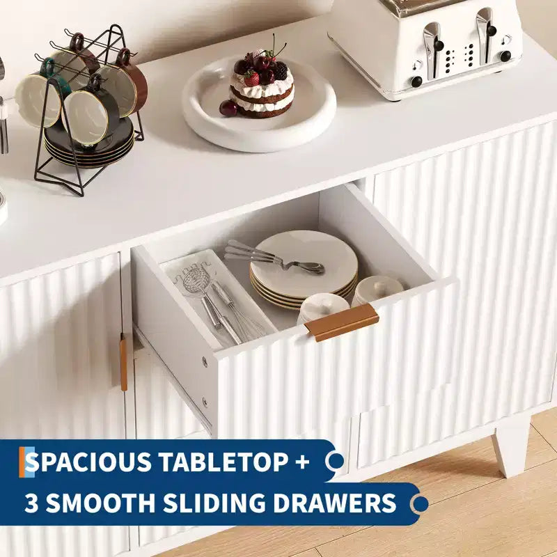 Meuble de Rangement 3 Tiroirs 47.2 W, Grand Buffet 2 Portes, Meuble TV Moderne Mi-Longueur, Meuble Bar Salon, Cuisine, Entrée
