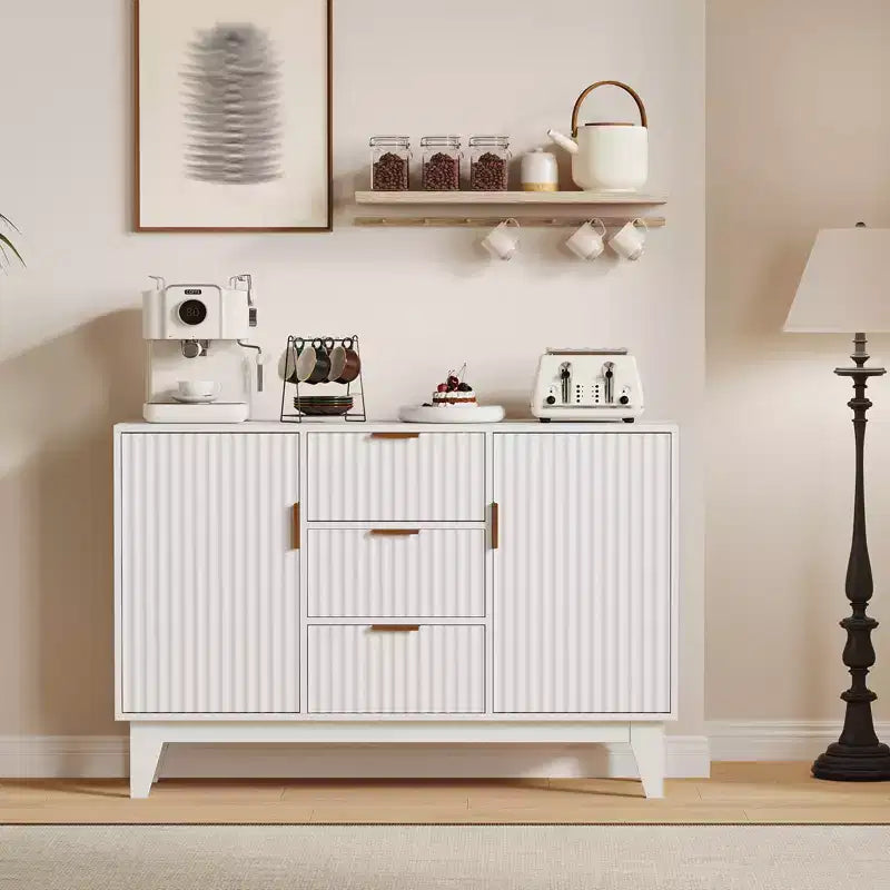 Meuble de Rangement 3 Tiroirs 47.2 W, Grand Buffet 2 Portes, Meuble TV Moderne Mi-Longueur, Meuble Bar Salon, Cuisine, Entrée