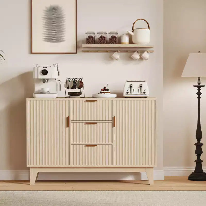 Meuble de Rangement 3 Tiroirs 47.2 W, Grand Buffet 2 Portes, Meuble TV Moderne Mi-Longueur, Meuble Bar Salon, Cuisine, Entrée