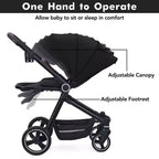 Passeggino per neonati, Passeggino pieghevole - Carrozzina alta per neonati e bambini, passeggino trasformabile con schienale reversibile