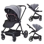Passeggino per neonati, Passeggino pieghevole - Carrozzina alta per neonati e bambini, passeggino trasformabile con schienale reversibile
