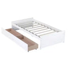 MAYEERTY Letto Matrimoniale con 2 Cassetti in Legno Massello di Caucciù Bianco per Camera da Letto
