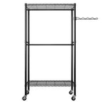 Karl Home Appendiabiti da terra in acciaio al carbonio nero con doppie barre trasversali 90x45x180 cm Spaziatura dei ripiani regolabile