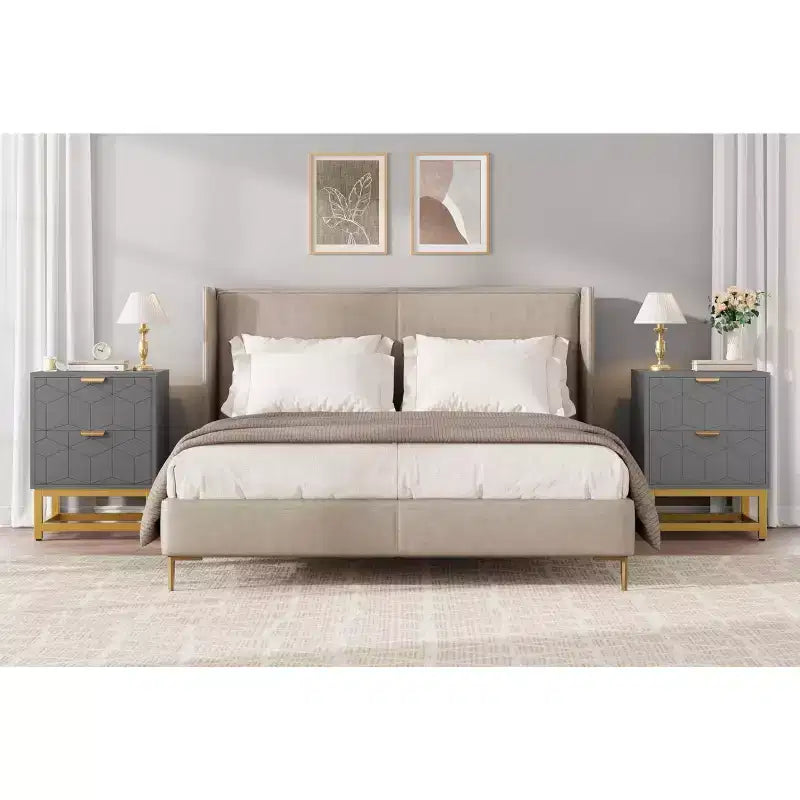 Cassettiera Coolmee a 2 cassetti, Comodino Piccolo con Cassetti, Comodino Moderno per Camera da Letto, Tavolino Laterale con Cassetto per Soggiorno, Corridoio, Ingresso