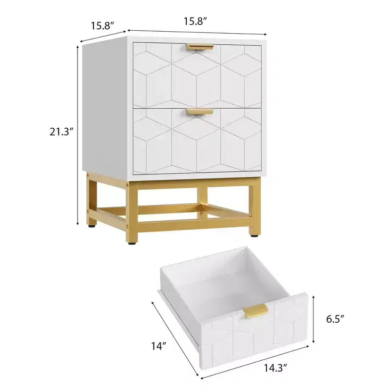 Cassettiera Coolmee a 2 cassetti, Comodino Piccolo con Cassetti, Comodino Moderno per Camera da Letto, Tavolino Laterale con Cassetto per Soggiorno, Corridoio, Ingresso