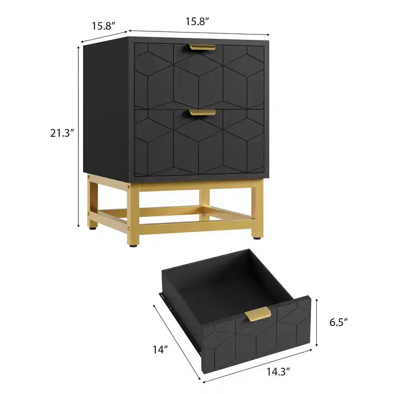 Cassettiera Coolmee a 2 cassetti, Comodino Piccolo con Cassetti, Comodino Moderno per Camera da Letto, Tavolino Laterale con Cassetto per Soggiorno, Corridoio, Ingresso