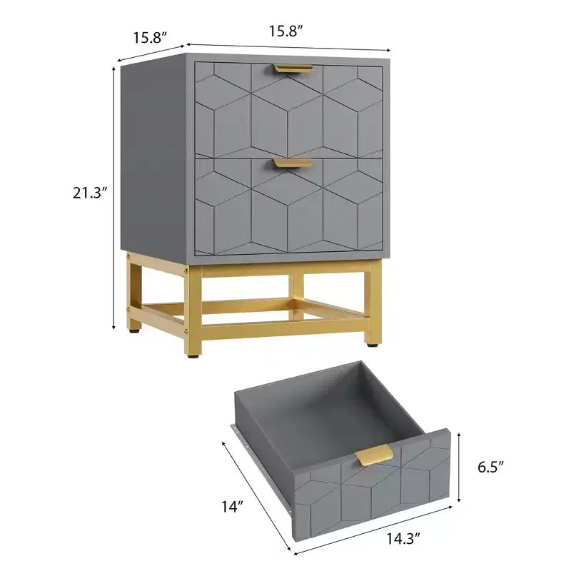 Cassettiera Coolmee a 2 cassetti, Comodino Piccolo con Cassetti, Comodino Moderno per Camera da Letto, Tavolino Laterale con Cassetto per Soggiorno, Corridoio, Ingresso